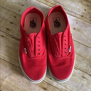 Men’s vans no lace red slip on’s size 10.5